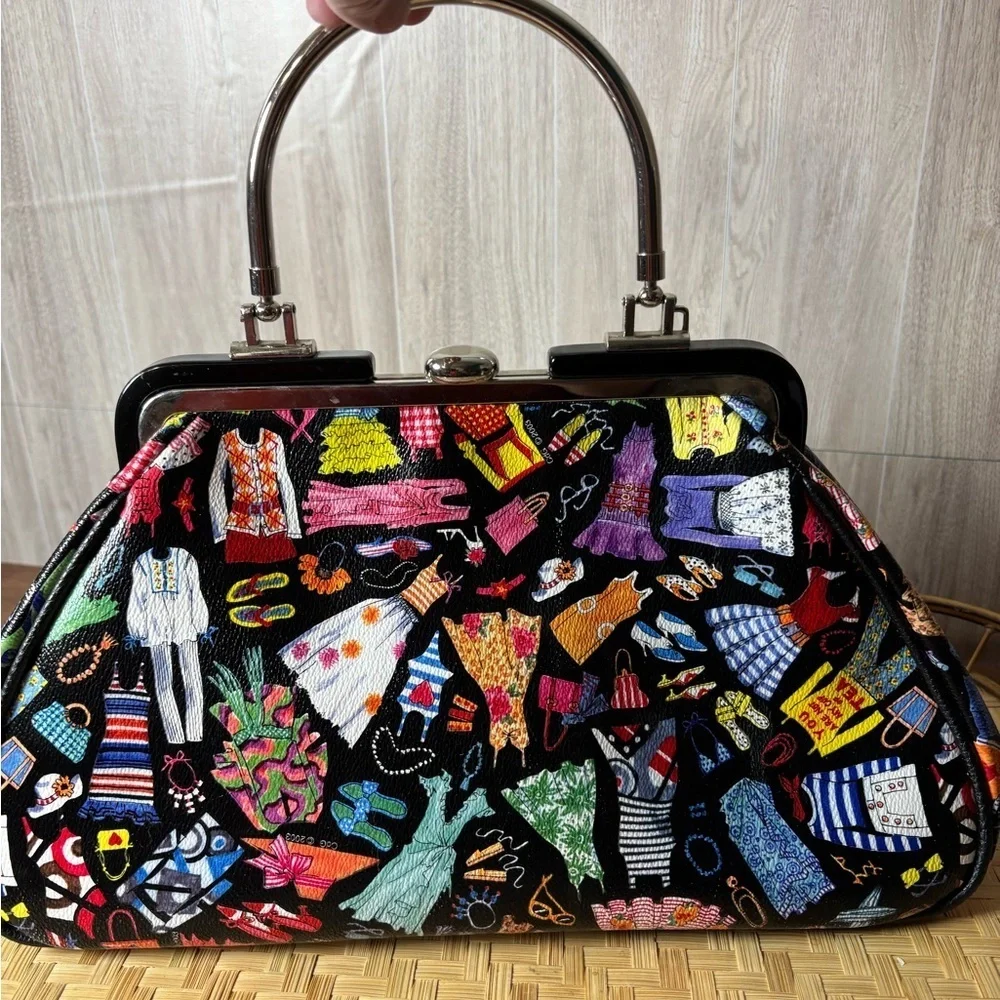 Sydney Love Y2K Vibrant Multicolor Kiss Lock Closure Metal Handle Purse Tote Bag